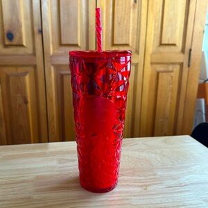 Red Starbucks tumbler. Lightly used. 24oz.